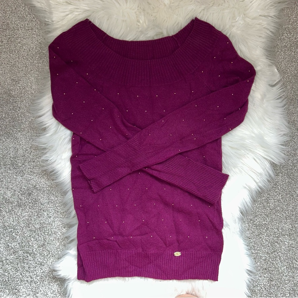 Armani Exchange Purple Knit Crew Neck Sweater